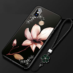 Handyhülle Silikon Hülle Gummi Schutzhülle Blumen für Xiaomi Mi A2 Lite Schwarz