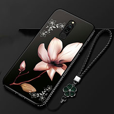 Handyhülle Silikon Hülle Gummi Schutzhülle Blumen für Xiaomi Redmi 8 Braun