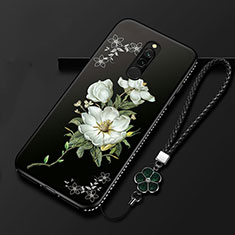 Handyhülle Silikon Hülle Gummi Schutzhülle Blumen für Xiaomi Redmi 8 Weiß