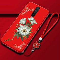 Handyhülle Silikon Hülle Gummi Schutzhülle Blumen für Xiaomi Redmi K30 5G Rot