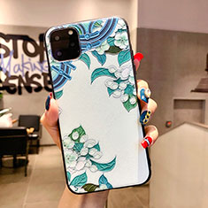 Handyhülle Silikon Hülle Gummi Schutzhülle Blumen H05 für Apple iPhone 11 Pro Blau