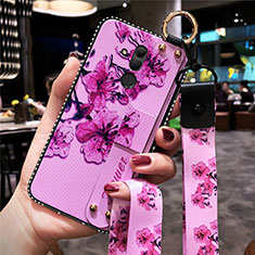 Handyhülle Silikon Hülle Gummi Schutzhülle Blumen H08 für Huawei Mate 20 Lite Pink