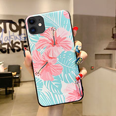 Handyhülle Silikon Hülle Gummi Schutzhülle Blumen H09 für Apple iPhone 11 Cyan