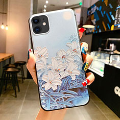 Handyhülle Silikon Hülle Gummi Schutzhülle Blumen H16 für Apple iPhone 11 Hellblau