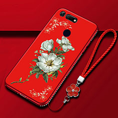 Handyhülle Silikon Hülle Gummi Schutzhülle Blumen K01 für Huawei Honor View 20 Rot