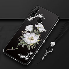 Handyhülle Silikon Hülle Gummi Schutzhülle Blumen K01 für Huawei P30 Lite XL Schwarz