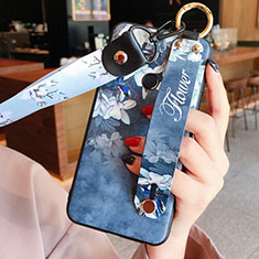 Handyhülle Silikon Hülle Gummi Schutzhülle Blumen K02 für Huawei P30 Lite New Edition Blau