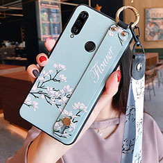 Handyhülle Silikon Hülle Gummi Schutzhülle Blumen K02 für Huawei P30 Lite New Edition Cyan