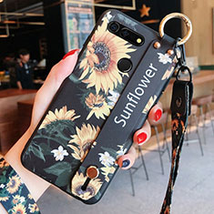 Handyhülle Silikon Hülle Gummi Schutzhülle Blumen K03 für Huawei Honor V20 Schwarz