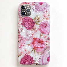 Handyhülle Silikon Hülle Gummi Schutzhülle Blumen S01 für Apple iPhone 11 Pro Rosa