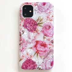 Handyhülle Silikon Hülle Gummi Schutzhülle Blumen S01 für Apple iPhone 11 Rosa