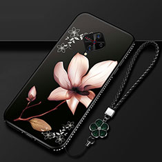 Handyhülle Silikon Hülle Gummi Schutzhülle Blumen S01 für Vivo X50 Lite Braun