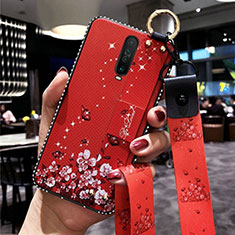 Handyhülle Silikon Hülle Gummi Schutzhülle Blumen S01 für Xiaomi Redmi K30 5G Rot