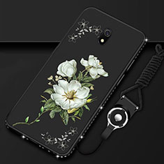Handyhülle Silikon Hülle Gummi Schutzhülle Blumen S02 für Xiaomi Redmi 8A Schwarz