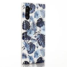 Handyhülle Silikon Hülle Gummi Schutzhülle Blumen S03 für Samsung Galaxy Note 10 Blau