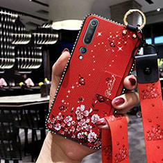 Handyhülle Silikon Hülle Gummi Schutzhülle Blumen S03 für Xiaomi Mi 10 Rot