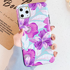 Handyhülle Silikon Hülle Gummi Schutzhülle Blumen S04 für Apple iPhone 11 Pro Max Violett