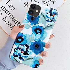 Handyhülle Silikon Hülle Gummi Schutzhülle Blumen S05 für Apple iPhone 11 Blau