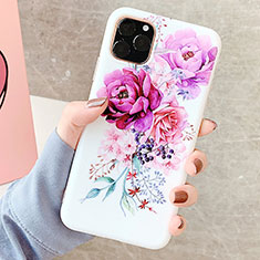 Handyhülle Silikon Hülle Gummi Schutzhülle Blumen S06 für Apple iPhone 11 Pro Max Violett