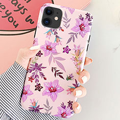 Handyhülle Silikon Hülle Gummi Schutzhülle Blumen S07 für Apple iPhone 11 Violett