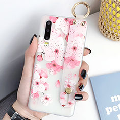 Handyhülle Silikon Hülle Gummi Schutzhülle Blumen S07 für Huawei P30 Pink