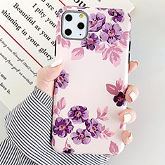 Handyhülle Silikon Hülle Gummi Schutzhülle Blumen S08 für Apple iPhone 11 Pro Max Violett