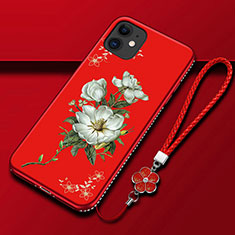 Handyhülle Silikon Hülle Gummi Schutzhülle Flexible Blumen für Apple iPhone 12 Mini Rot