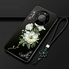 Handyhülle Silikon Hülle Gummi Schutzhülle Flexible Blumen für Huawei Mate 40 Pro+ Plus Schwarz