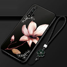 Handyhülle Silikon Hülle Gummi Schutzhülle Flexible Blumen für Huawei Nova 5 Braun