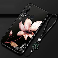 Handyhülle Silikon Hülle Gummi Schutzhülle Flexible Blumen für Huawei Nova 5i Braun