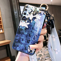 Handyhülle Silikon Hülle Gummi Schutzhülle Flexible Blumen für Huawei Nova 7 Pro 5G Blau