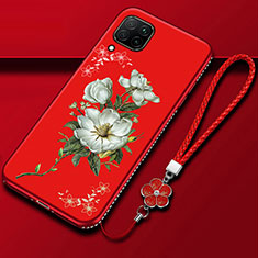 Handyhülle Silikon Hülle Gummi Schutzhülle Flexible Blumen für Huawei Nova 7i Rot