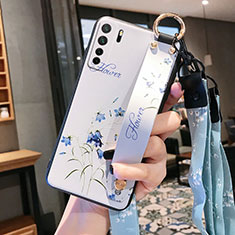 Handyhülle Silikon Hülle Gummi Schutzhülle Flexible Blumen für Huawei P40 Lite 5G Weiß