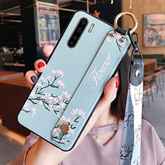 Handyhülle Silikon Hülle Gummi Schutzhülle Flexible Blumen für Oppo A91 Hellblau