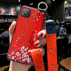 Handyhülle Silikon Hülle Gummi Schutzhülle Flexible Blumen für Oppo A92s 5G Rot