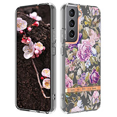 Handyhülle Silikon Hülle Gummi Schutzhülle Flexible Blumen für Samsung Galaxy S21 5G Violett