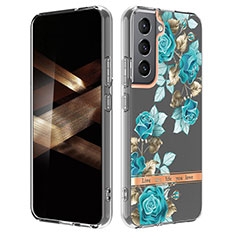 Handyhülle Silikon Hülle Gummi Schutzhülle Flexible Blumen für Samsung Galaxy S25 5G Cyan