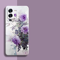 Handyhülle Silikon Hülle Gummi Schutzhülle Flexible Blumen für Vivo V25 Pro 5G Violett