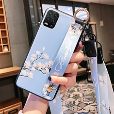 Handyhülle Silikon Hülle Gummi Schutzhülle Flexible Blumen für Xiaomi Mi 10 Lite Hellblau