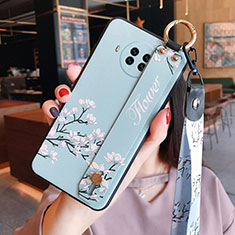 Handyhülle Silikon Hülle Gummi Schutzhülle Flexible Blumen für Xiaomi Mi 10i 5G Hellblau