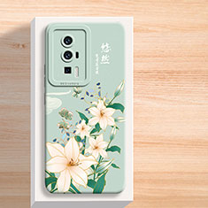 Handyhülle Silikon Hülle Gummi Schutzhülle Flexible Blumen für Xiaomi Poco F5 Pro 5G Grün