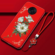 Handyhülle Silikon Hülle Gummi Schutzhülle Flexible Blumen für Xiaomi Redmi K30 Pro Zoom Rot