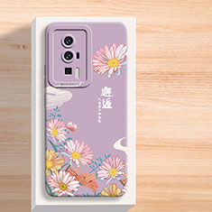 Handyhülle Silikon Hülle Gummi Schutzhülle Flexible Blumen für Xiaomi Redmi K60 5G Helles Lila