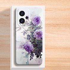 Handyhülle Silikon Hülle Gummi Schutzhülle Flexible Blumen für Xiaomi Redmi Note 11T Pro 5G Violett