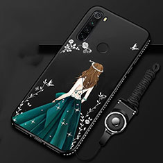 Handyhülle Silikon Hülle Gummi Schutzhülle Flexible Blumen K01 für Xiaomi Redmi Note 8 (2021) Grün