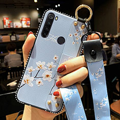 Handyhülle Silikon Hülle Gummi Schutzhülle Flexible Blumen K02 für Xiaomi Redmi Note 8 Hellblau