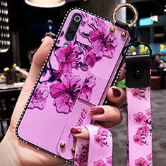 Handyhülle Silikon Hülle Gummi Schutzhülle Flexible Blumen K05 für Xiaomi Mi A3 Violett