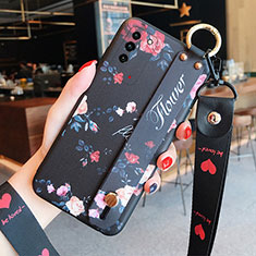 Handyhülle Silikon Hülle Gummi Schutzhülle Flexible Blumen S01 für Huawei Honor X10 5G Schwarz