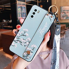 Handyhülle Silikon Hülle Gummi Schutzhülle Flexible Blumen S01 für Huawei Mate 40 Lite 5G Hellblau