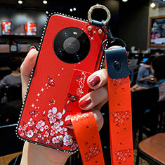 Handyhülle Silikon Hülle Gummi Schutzhülle Flexible Blumen S01 für Huawei Mate 40E Pro 5G Rot